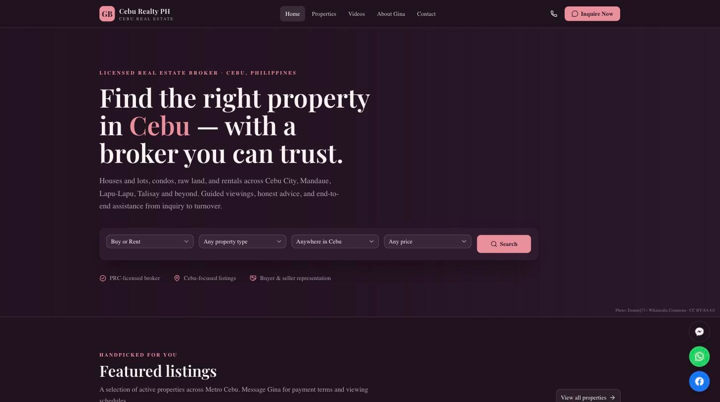 Cebu Realty PH homepage screenshot
